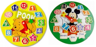 Детские деревянные часы пазлы 5 в 1