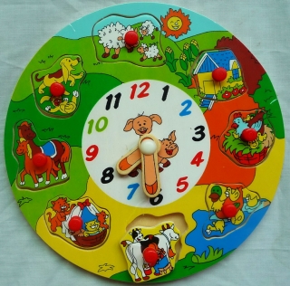 Детские деревянные часы пазлы 8631