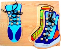 Деревянная шнуровка пазл два ботинка