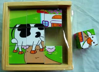 Детские деревянные кубики Домашние Животные