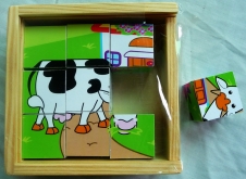 Детские деревянные кубики Домашние Животные