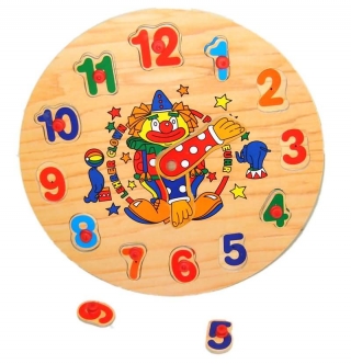 Детские деревянные часы Клоун Б010