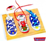 Деревянная шнуровка пазл Обувь Б510