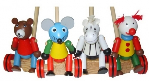 Деревянная каталка Веселые зверюшки 5309