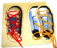 Деревянная шнуровка пазл Обувь 8002