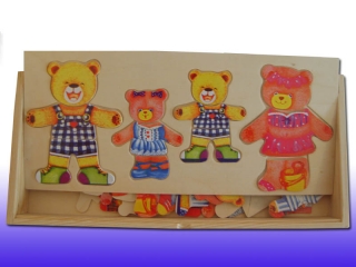 Детская деревянная рамка-вкладыш Семья из 4-х медвежат