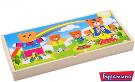 Детская деревянная рамка-вкладыш Семья из 4-х медвежат