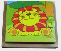Детские деревянные кубики Лев